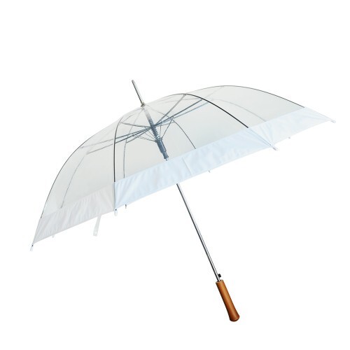 48" Clear Umbrellas w/ White Accents - FULL SEALED CASE OF 48 - CLOSEOUT PRICING
