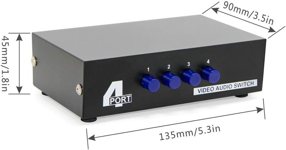 Panlong 4-Way AV Switch RCA Switcher 4 in 1 Out Composite Video 4 In 1