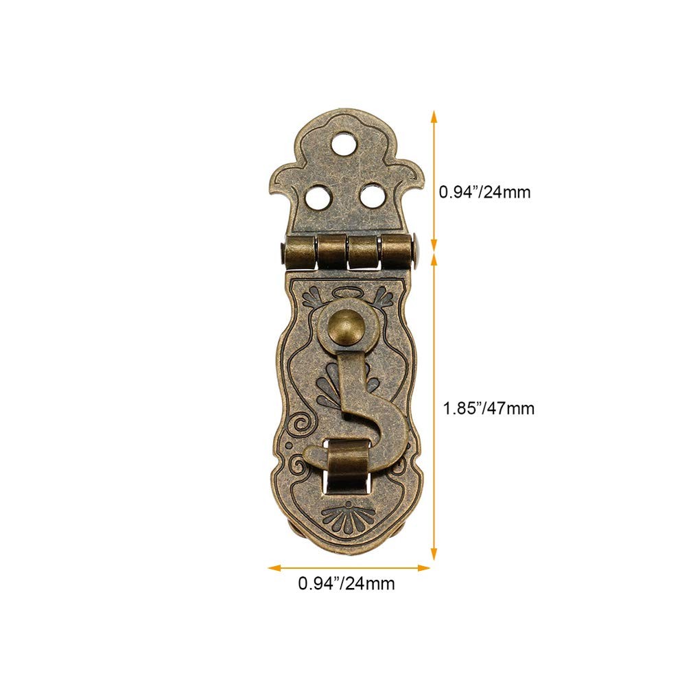 Tiazza 2Pcs Vintage Style Notebook Hasp 90 Degree Hardware Bronze Tone