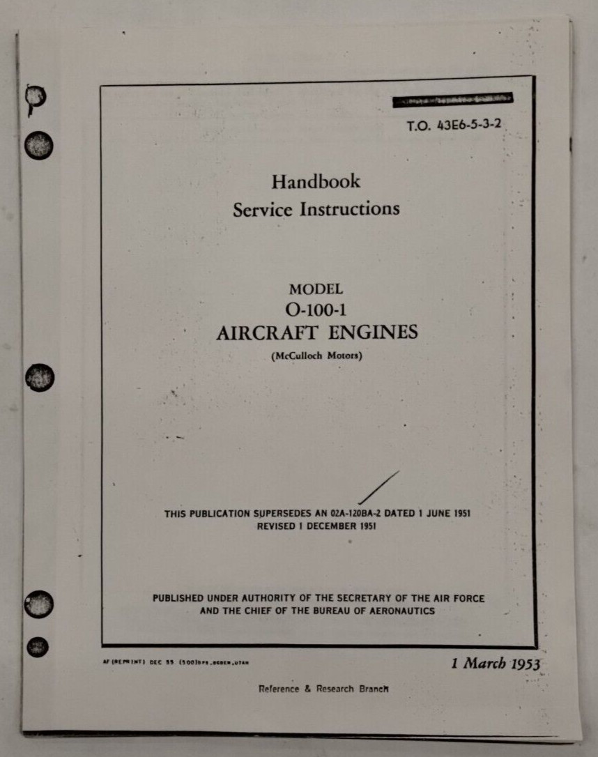 McCulloch Motors Model 0-100-1 Aircraft Engines Service Instructions-Copy