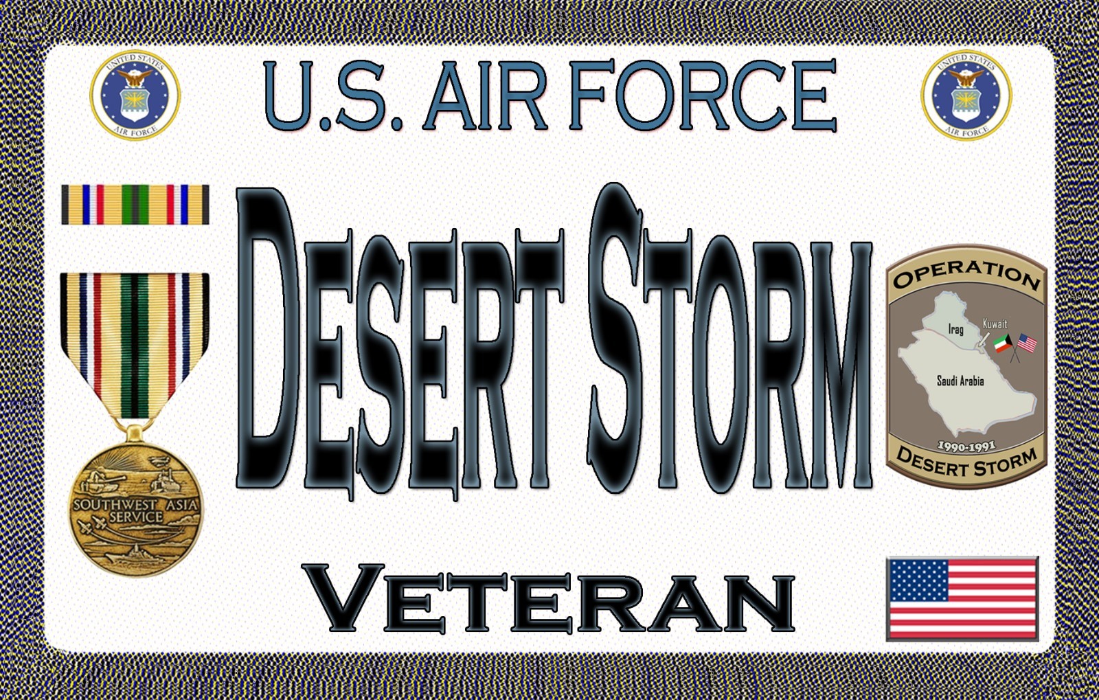 Desert Storm - Air Force - Magnetic Car Sign - 6in X 3.75in