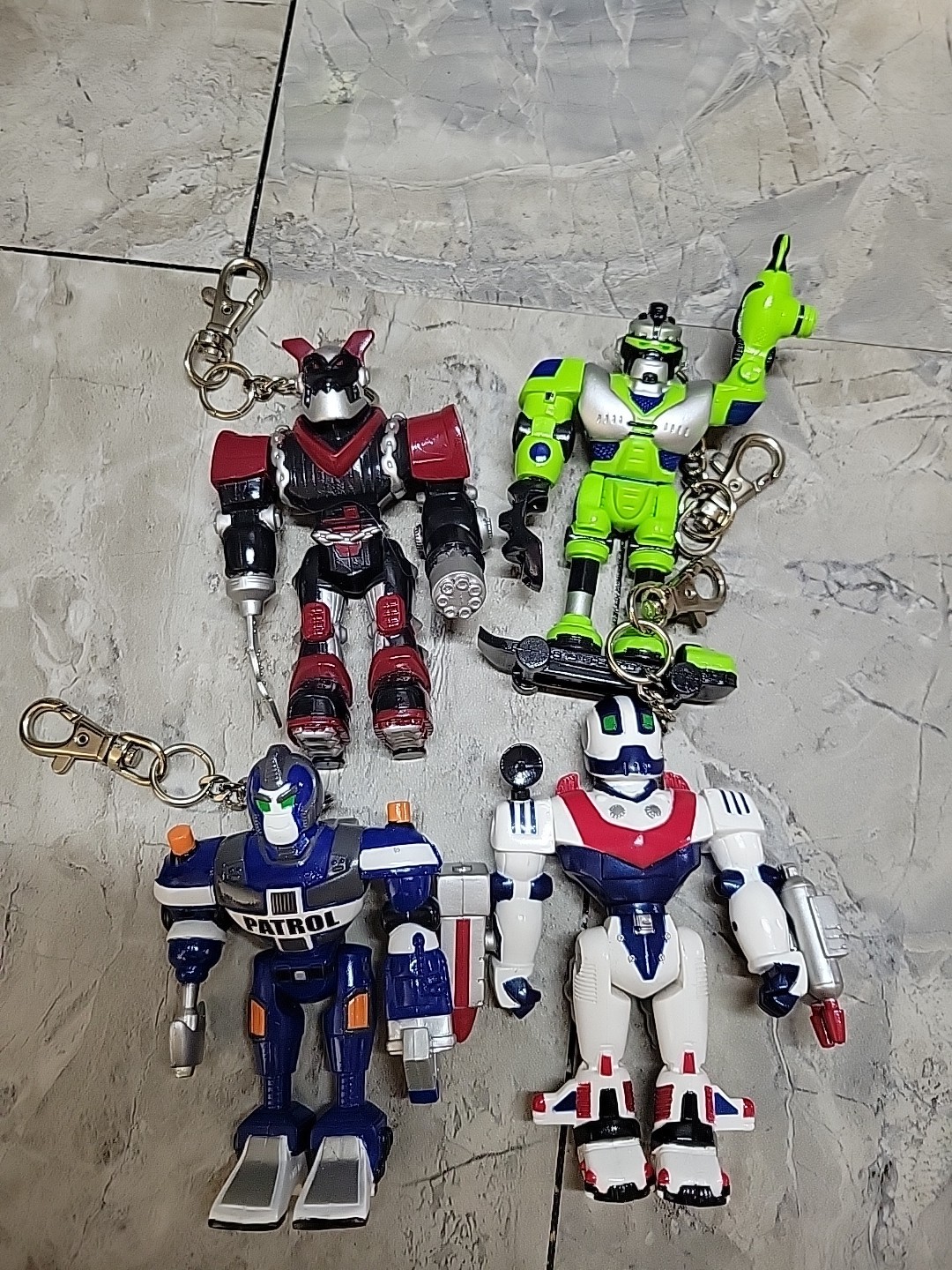 Lot of 4 Robot Galaxy Articulated Action Figure Vinyl Toy Keychains circa 2007