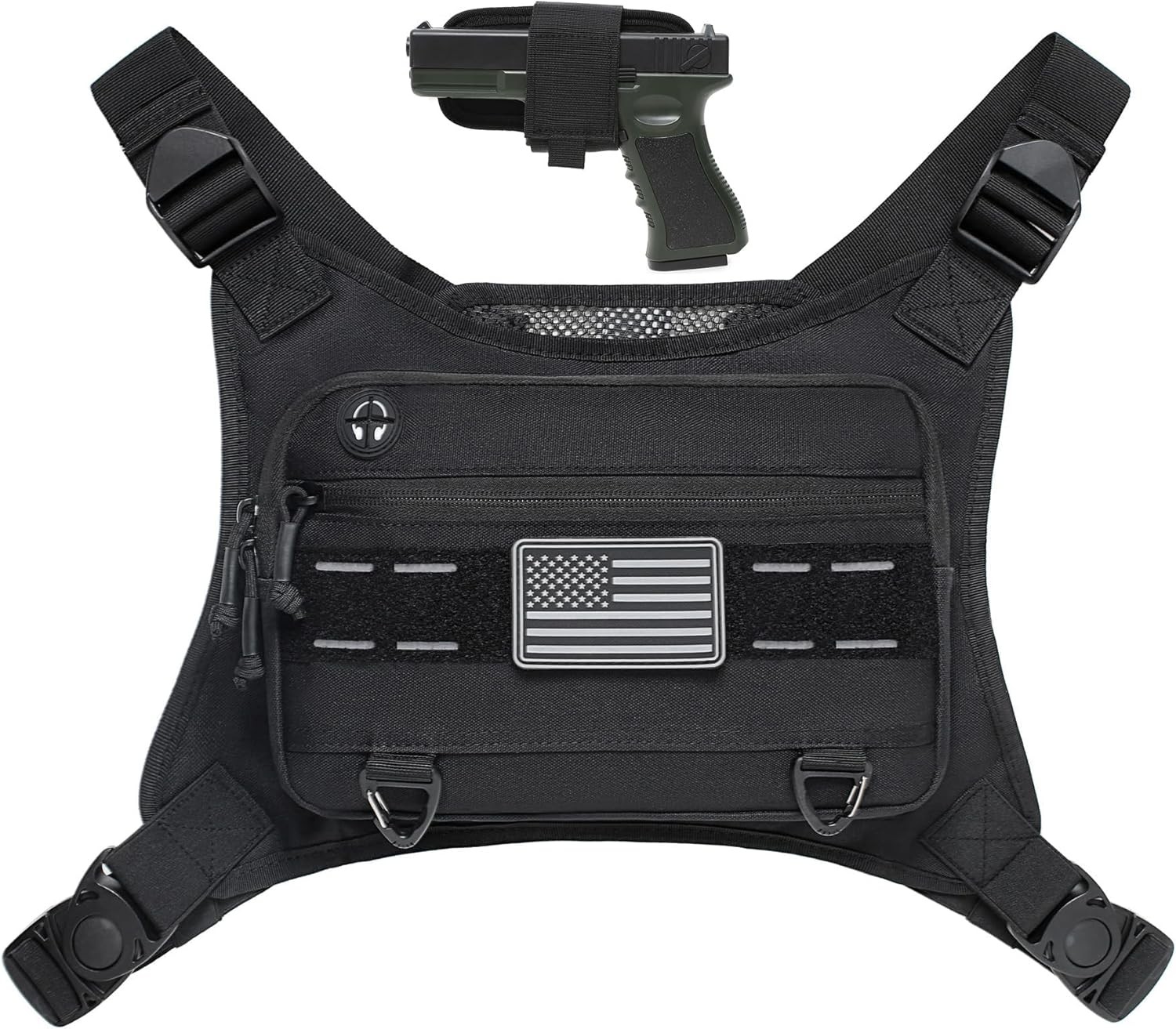 Sports Chest Pack for Men Front Bag Fits Most Pistols Pouch Black