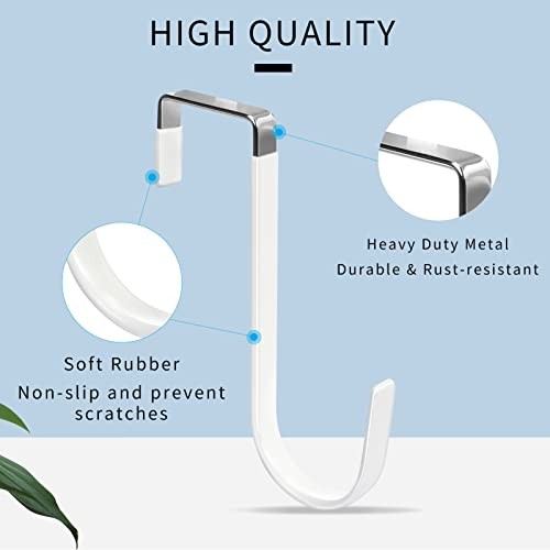Over The Door Hooks Hangers Hooks with Rubber Prevent Short A White 4 Pack
