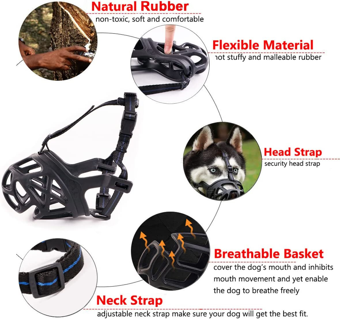 Dog Muzzle, Breathable Basket Muzzle Dogs Stop Biting Barking Chewing Medium #4