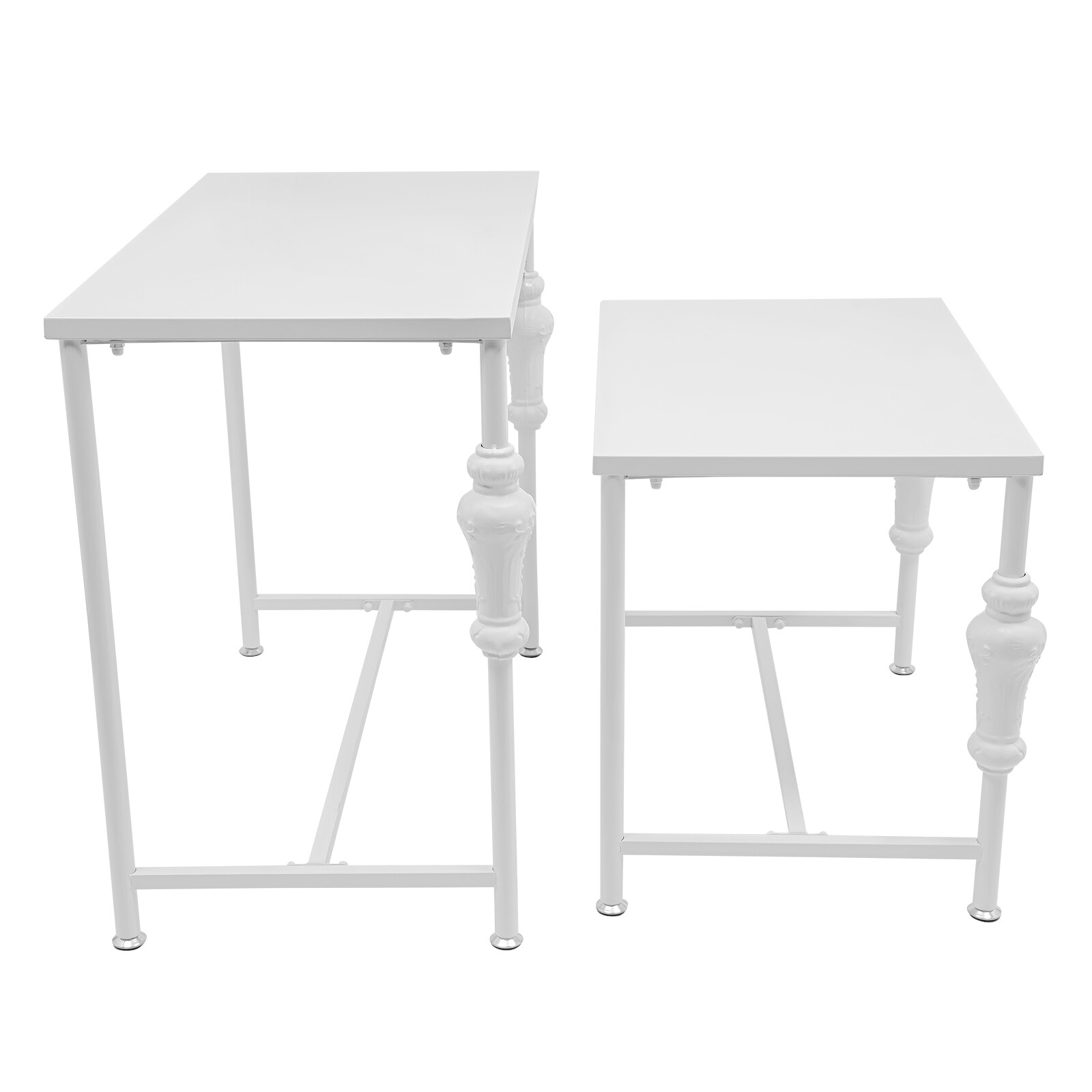 2PCS White Industrial Retail Display Tables Standing Clothing Shoes Display Rack