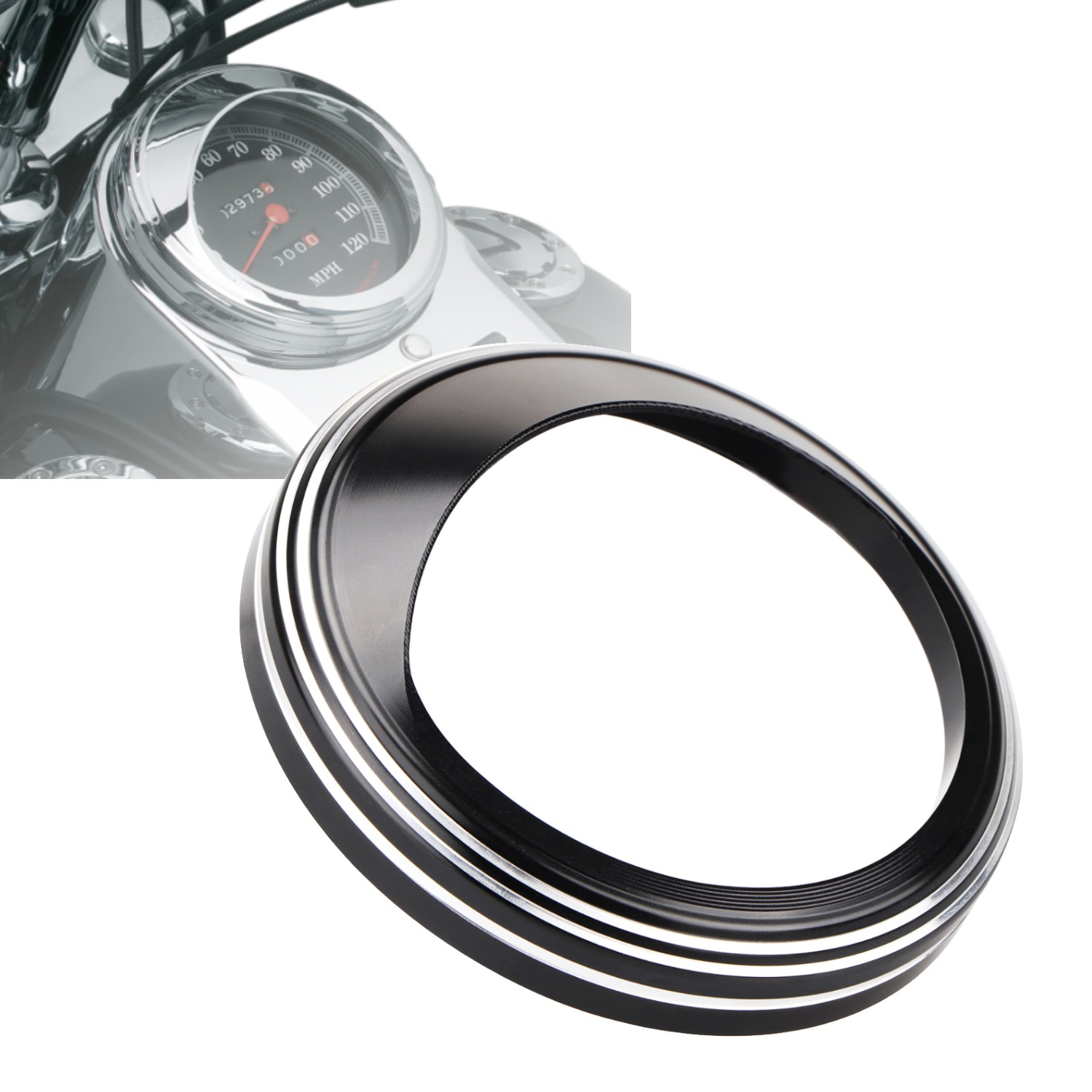 Aluminum 5" Speedometer Trim Ring Visor Cover For Harley Softail Road King FLHRS