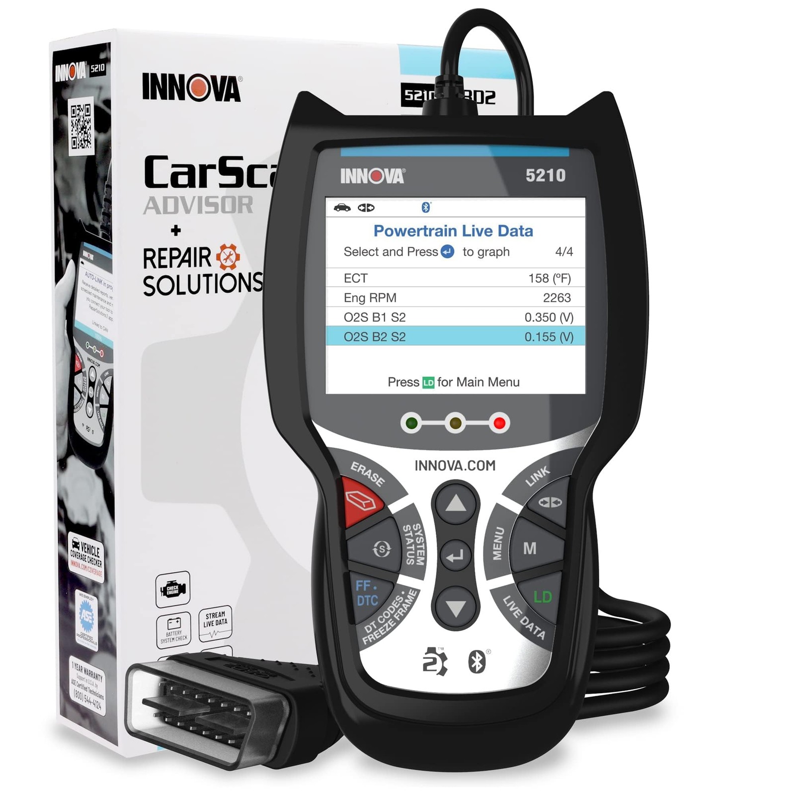 OBD2 Scanner & Code Reader Battery Tester Bluetooth Car Diagnostic Tool