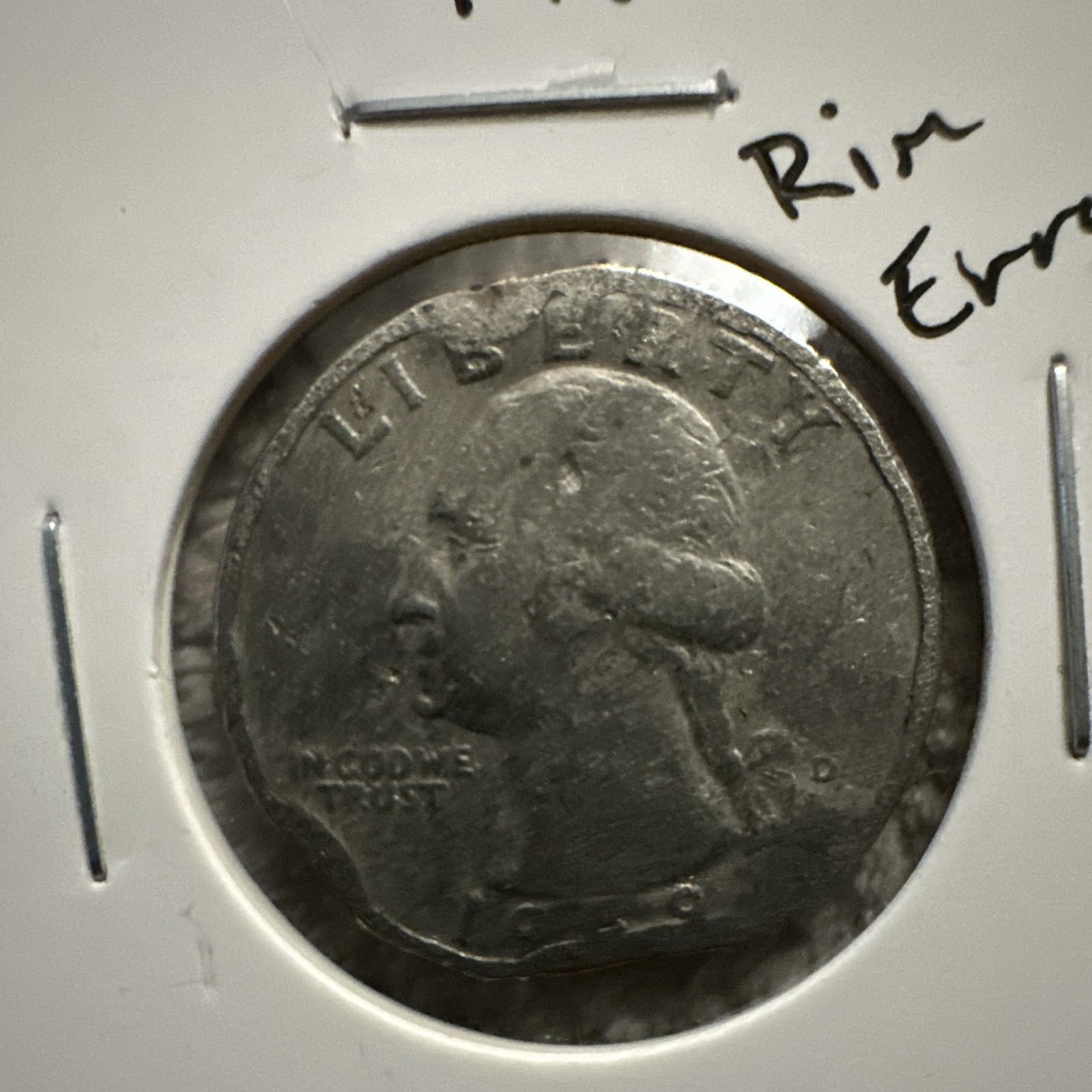 ERROR - 1965 P Washington Quarter 25C Broadstrike Rim Error Coin