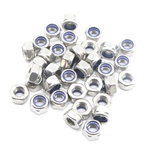 40Pcs M4 x 0.7mm Stainless Steel Self-Lock Nylon Inserted 4mm Locking Nuts for