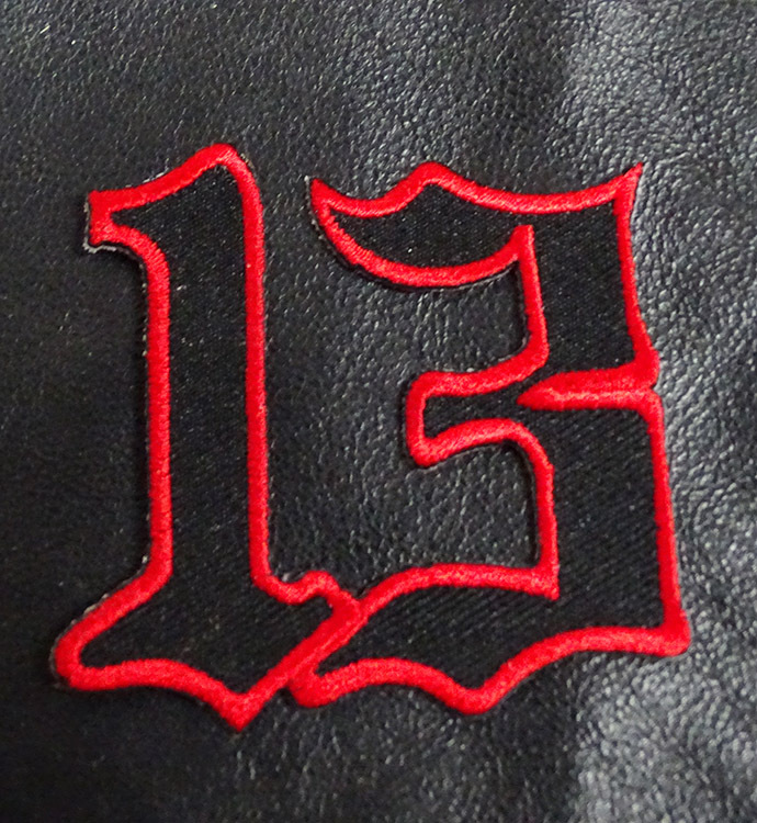 LUCKY 13 TEXT EMBROIDERED IRON ON BIKER MC LUCKY 13 PATCH