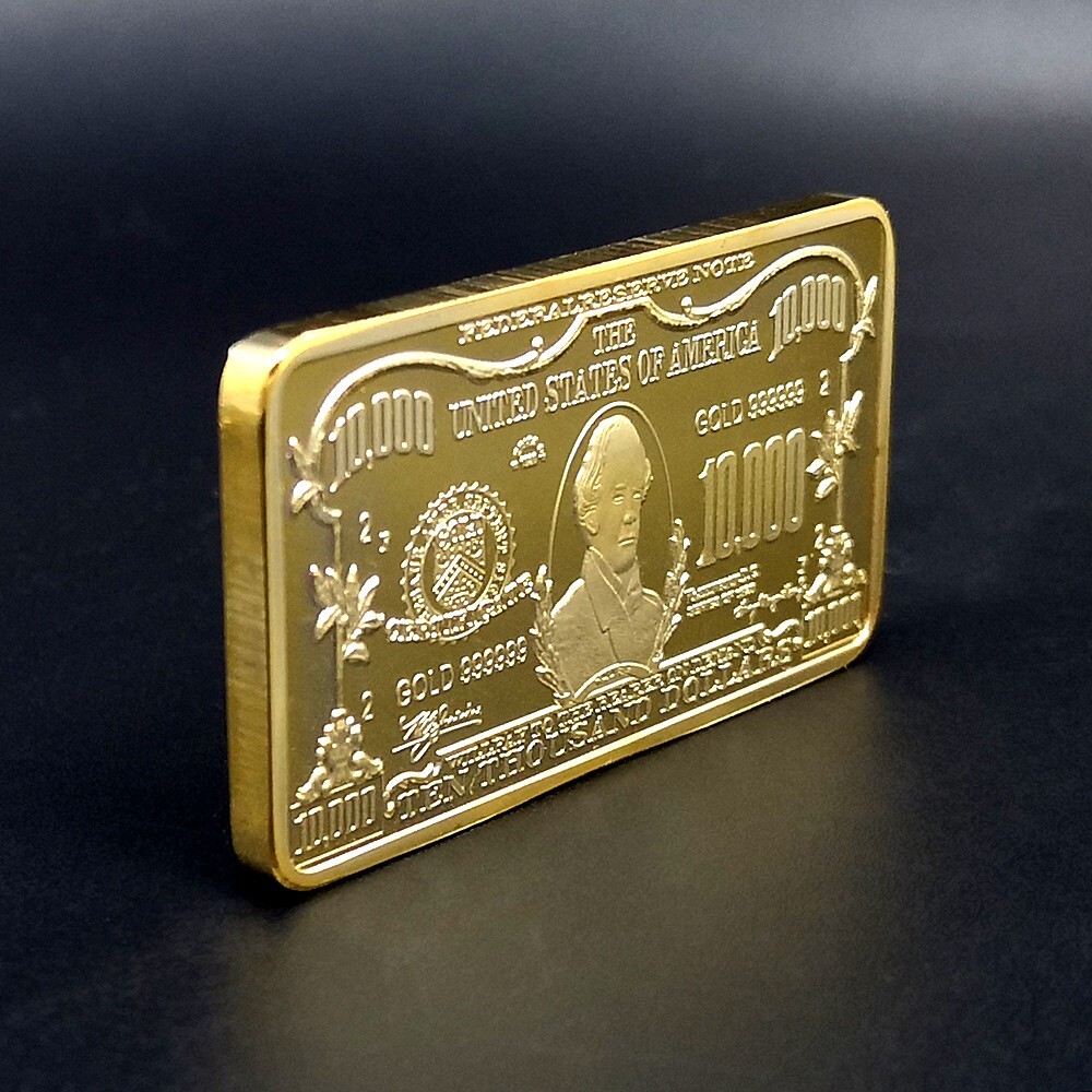 Superb 1 ounce .999 Fine Gold Clad $10,000 Note Collect Bar Free Shipping