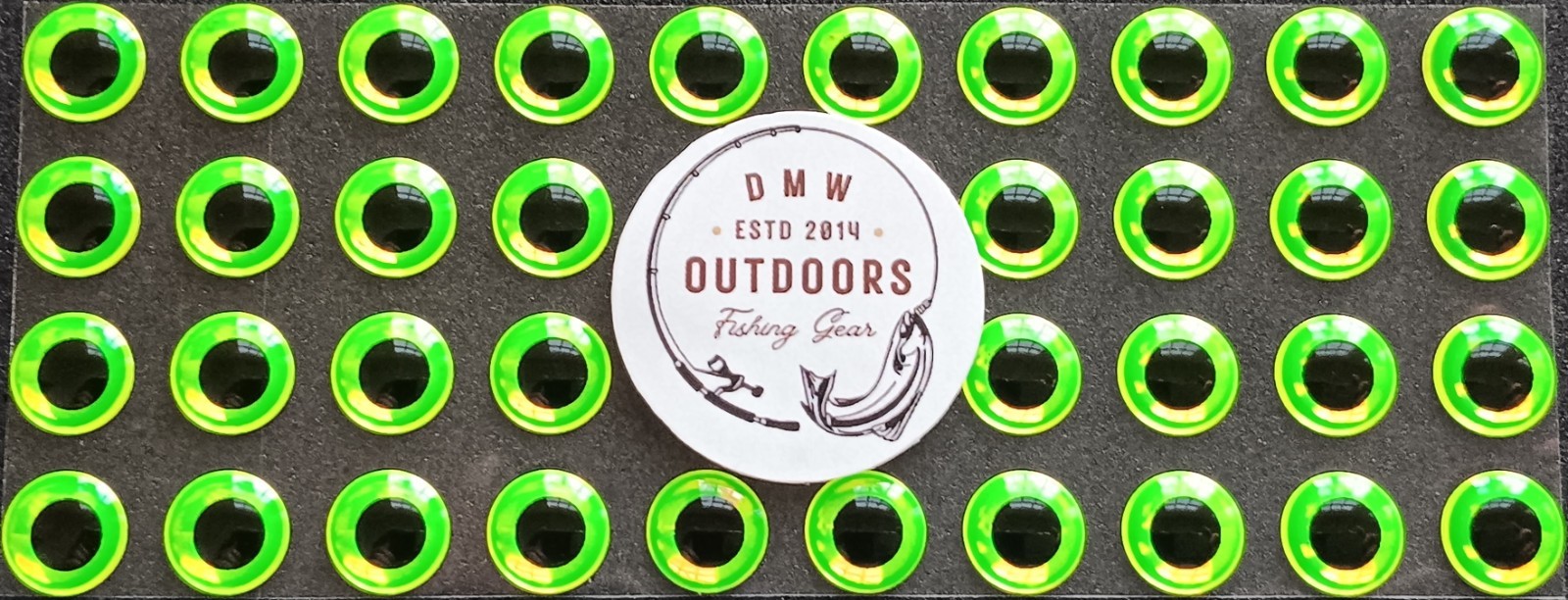 3D Fish Eyes-FLUORESCENT NEON LIME-8mm (5/16")-80/pk-Fly Tying-Lures-Jigs-Crafts