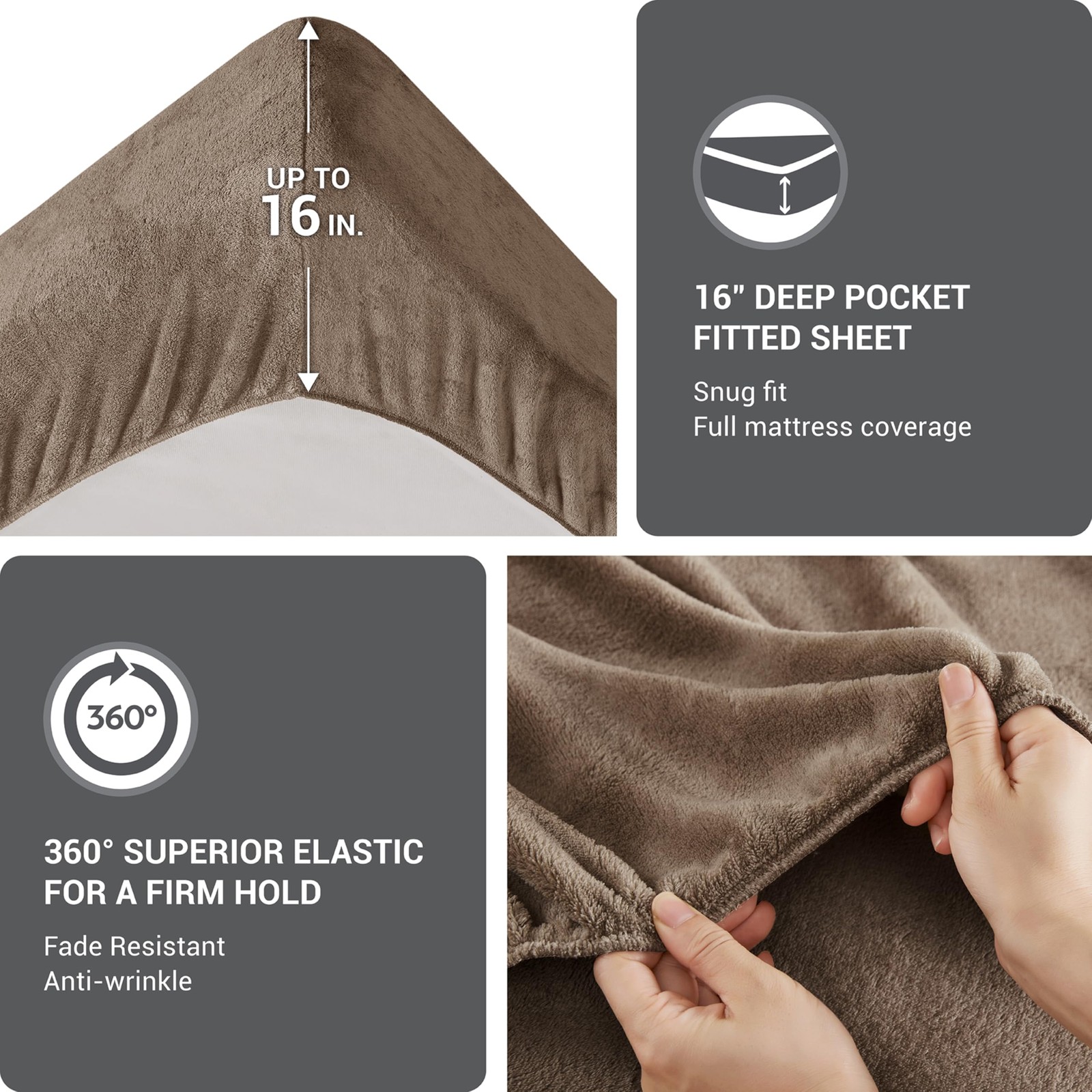 Plush Sheet Set King, Solid Color, Warm & Soft Bedding King Size Sheets, Fitt...