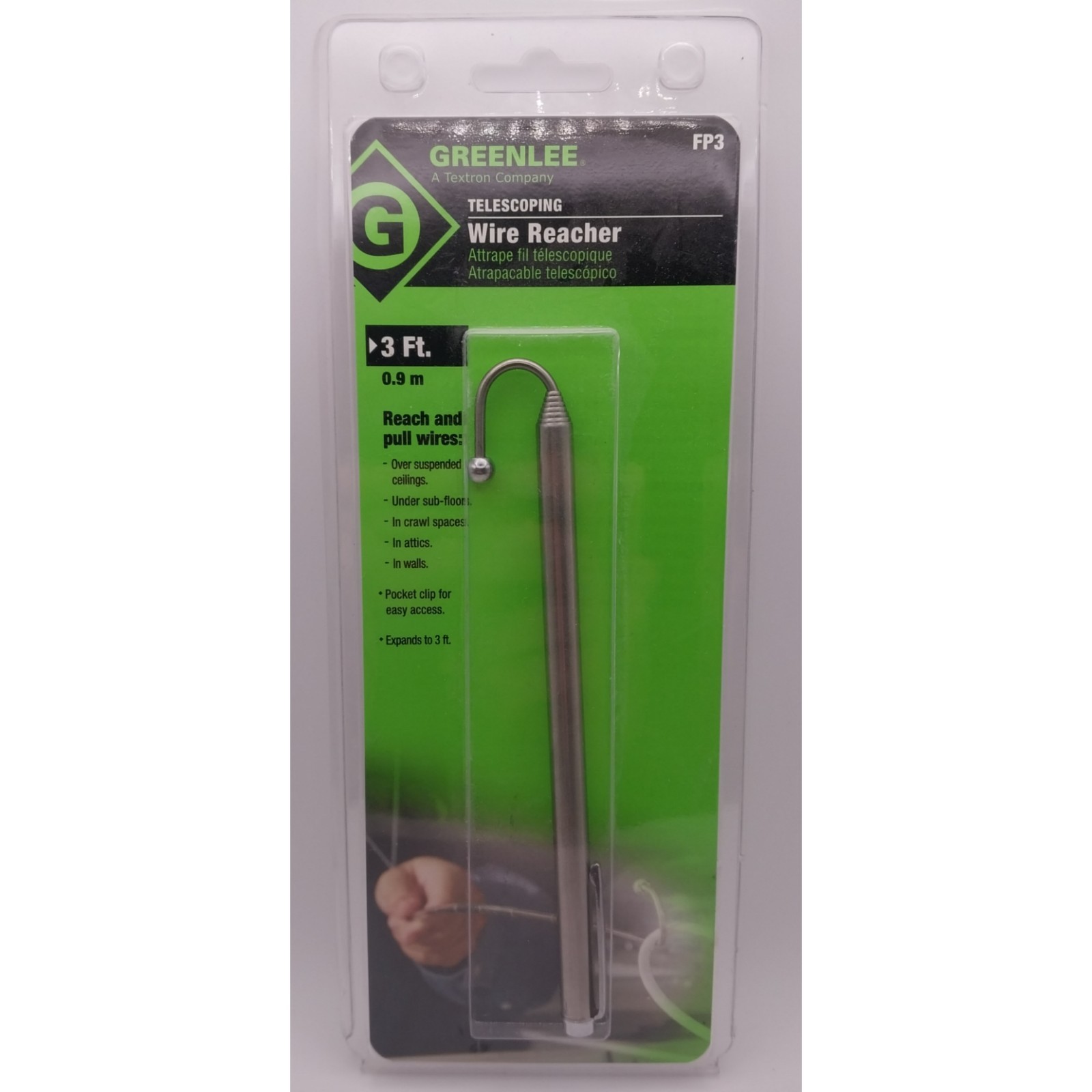 Greenlee Telescoping Wire Reacher 3 ft Reach & Pull Wires FP3