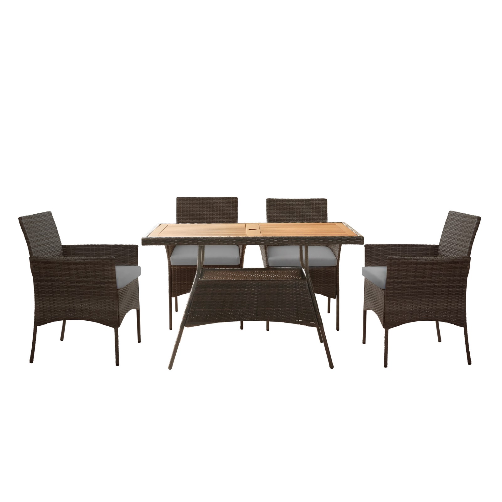 Teamson Home Outdoor 5-Piece Rattan Patio Dining Set with Cushions 4 chairs