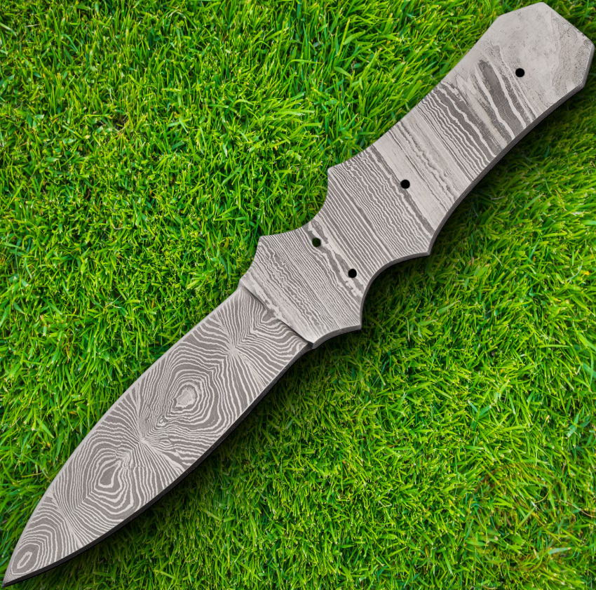 Knifemaking Fixed Dagger 4" Double Edge Damascus Steel One-Piece Construction