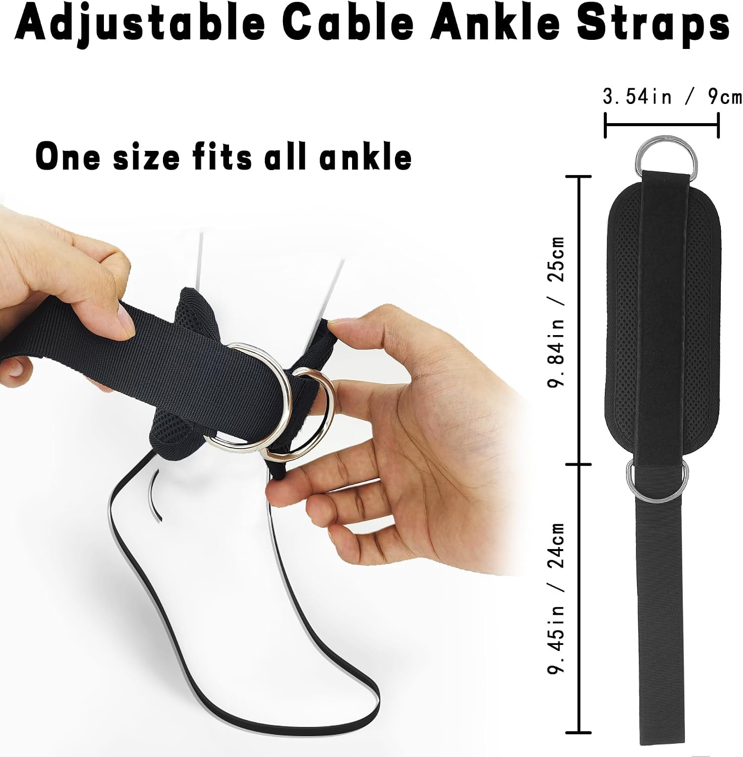 Fitness Ankle Straps for Cable Machines, 2 Pack Comfortable Adjustable Padded An
