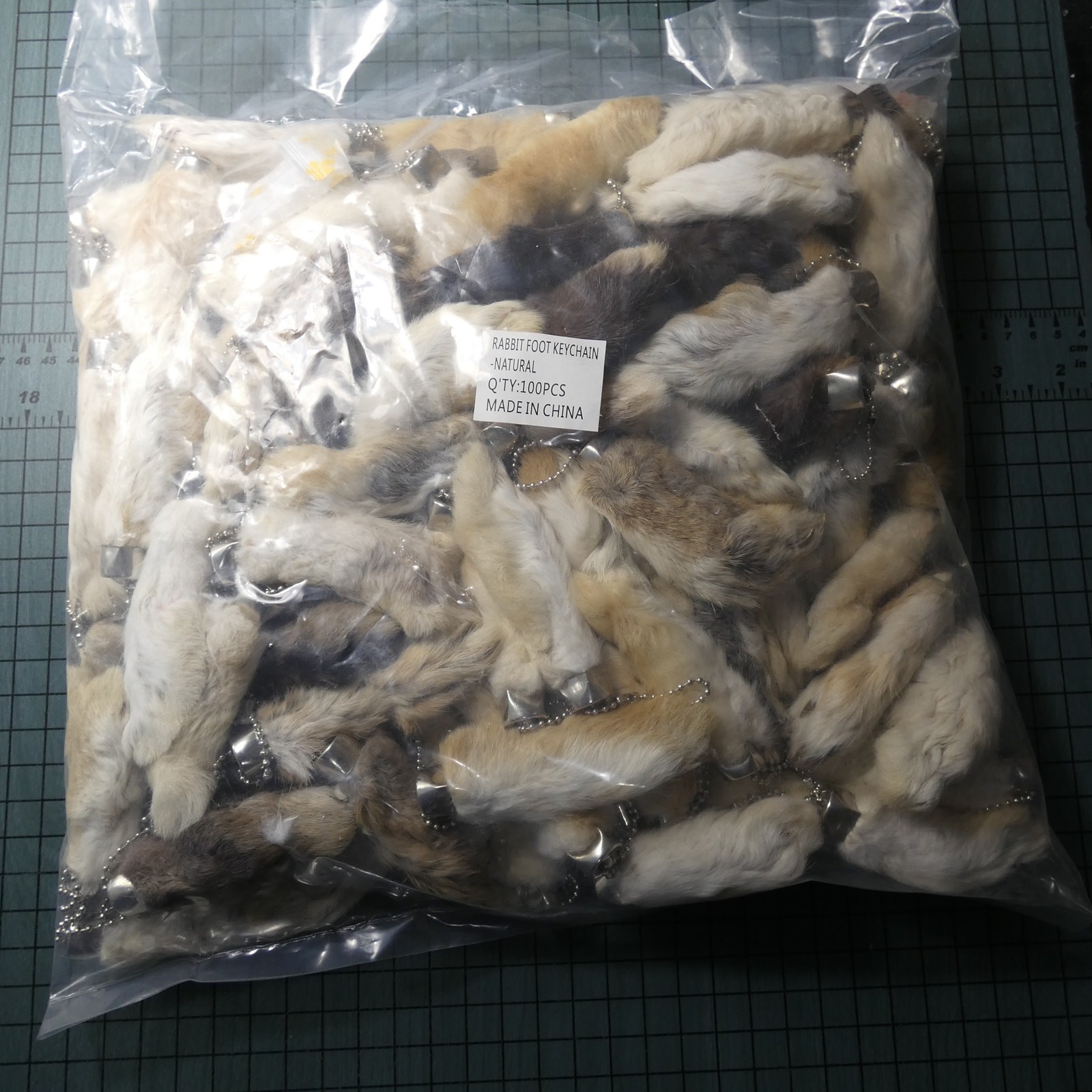 Bulk 25 New Lucky Rabbits Foot Key Chain, Zipper Pull, Charm Natural Colors