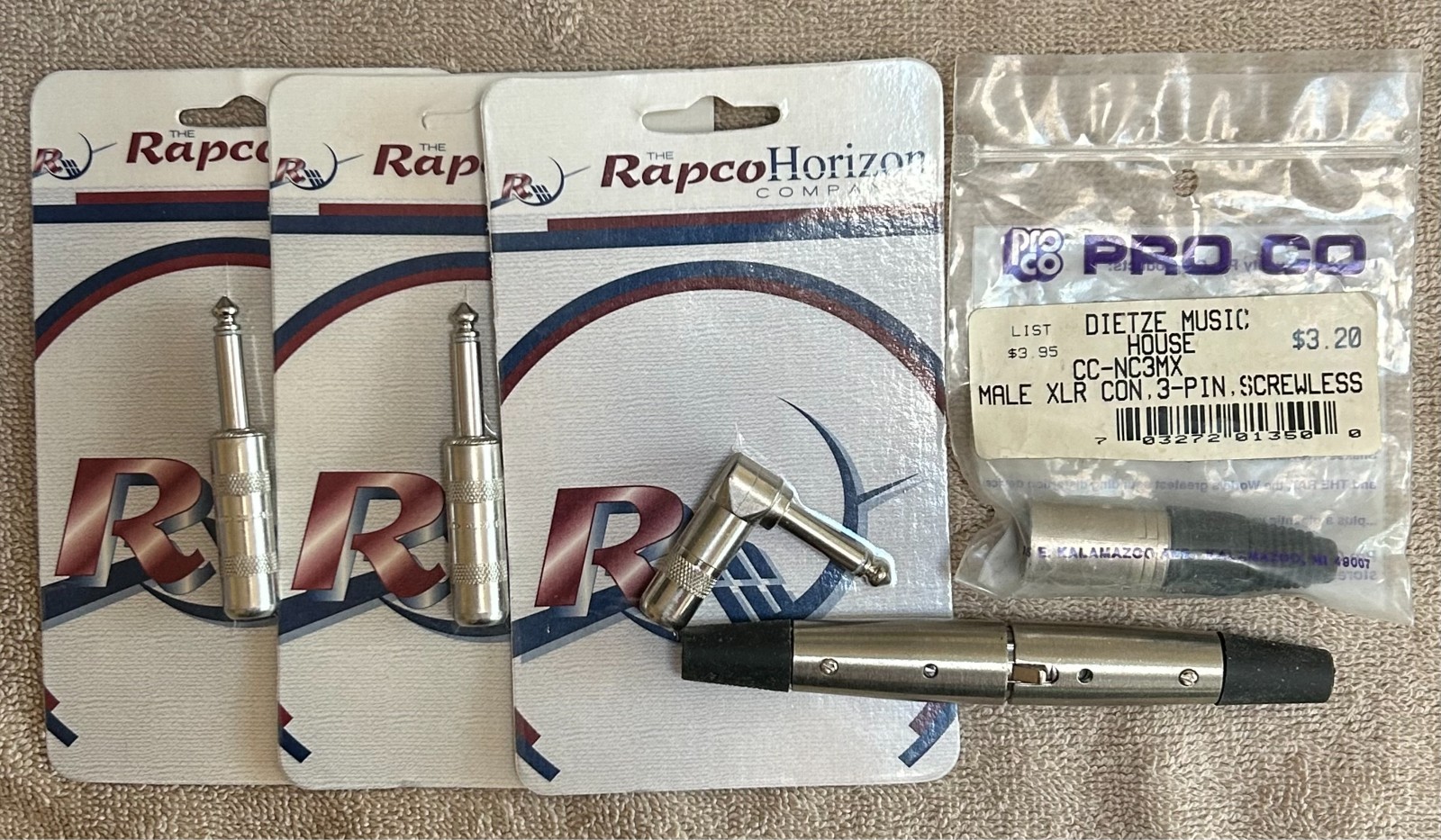 Rapco Horizon, ProCo 1/4" and XLR plugs