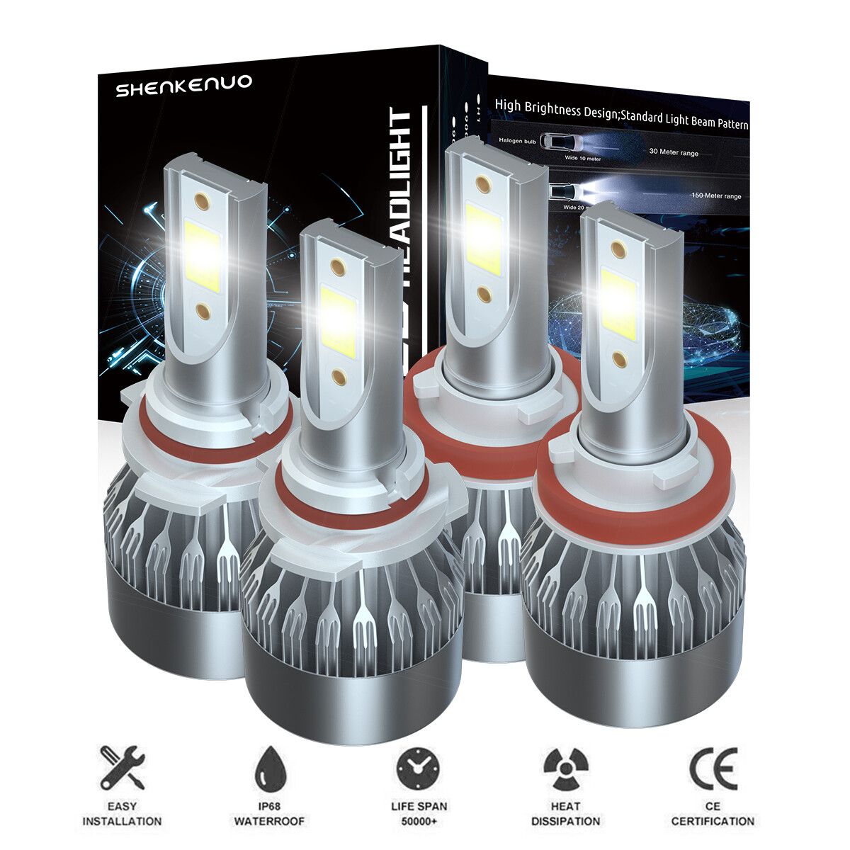 for Dodge RAM 1500 2500 3500 4500 2013 2014 2015 6000K LED Headlight Light Bulbs