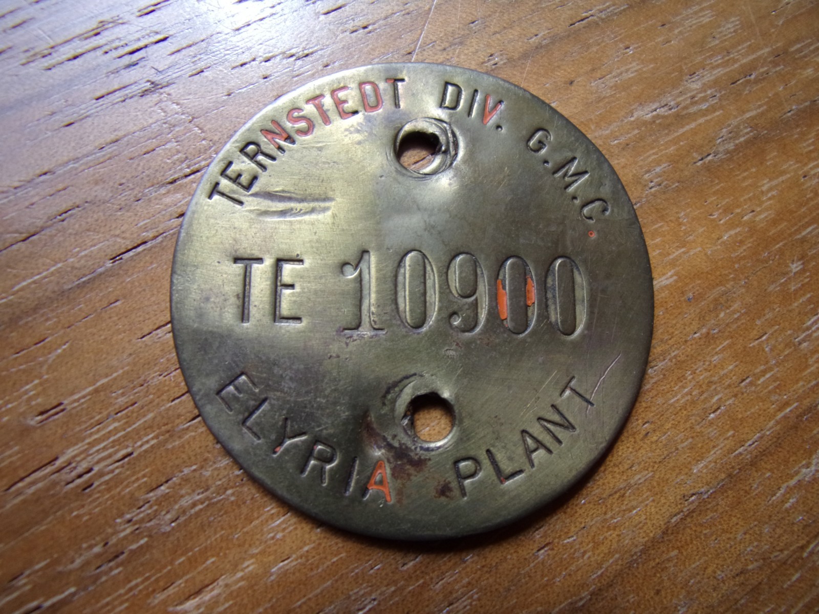 G.M.C. MOTOR CAR CO. ELYRIA PLANT TERNSTEDT TOOL CHECK DOLLAR SIZE