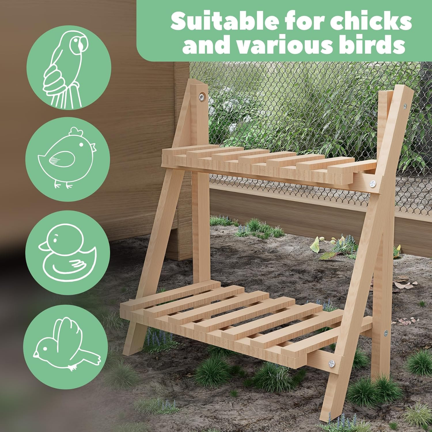 Chicken Perch,Strong Chicken Roosting Bars for Coop and Brooder,Foldable Chic...