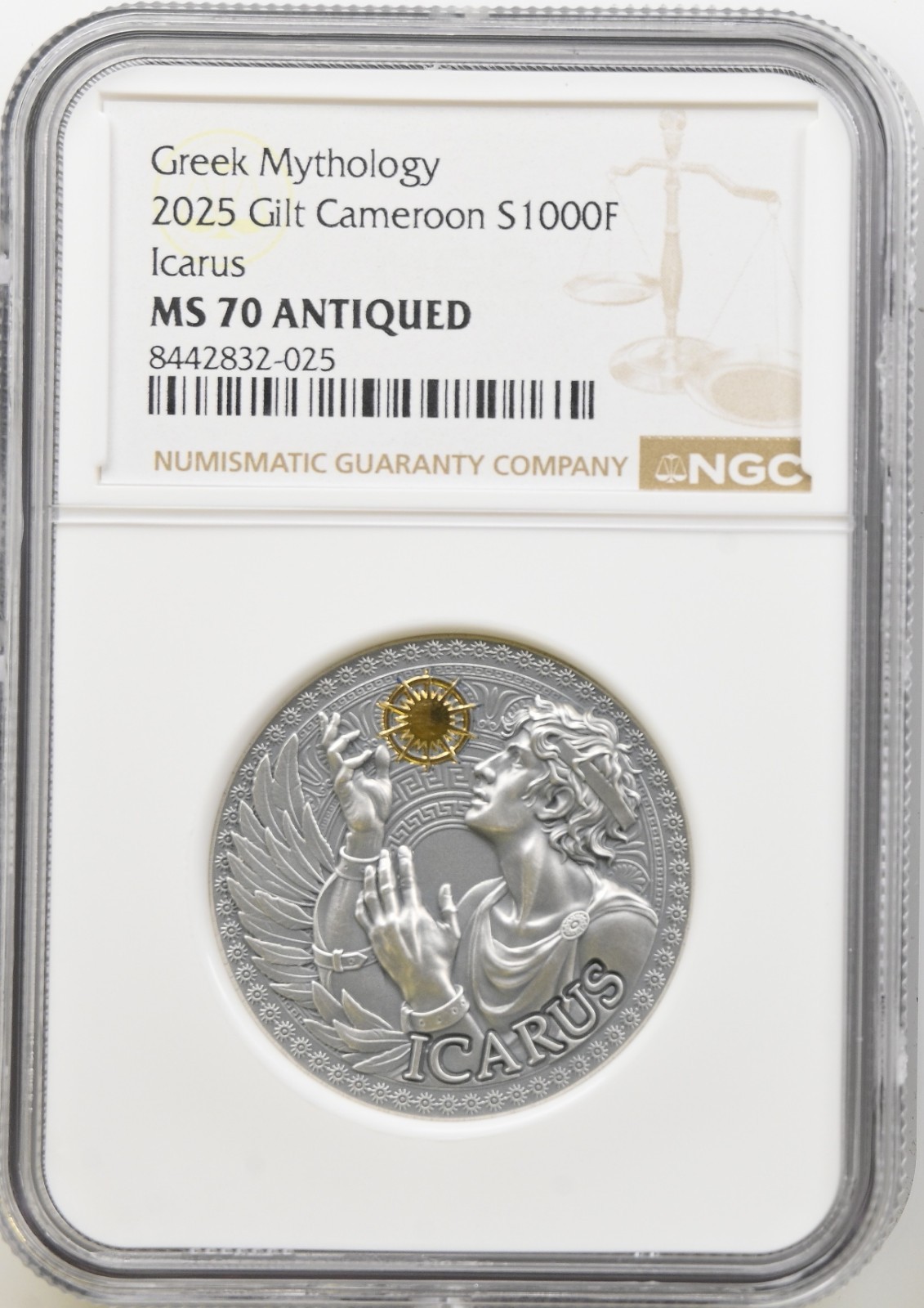 2025 Cameroon Icarus The Great Greek Mythology 1 oz Silver Coin MS70 NGC