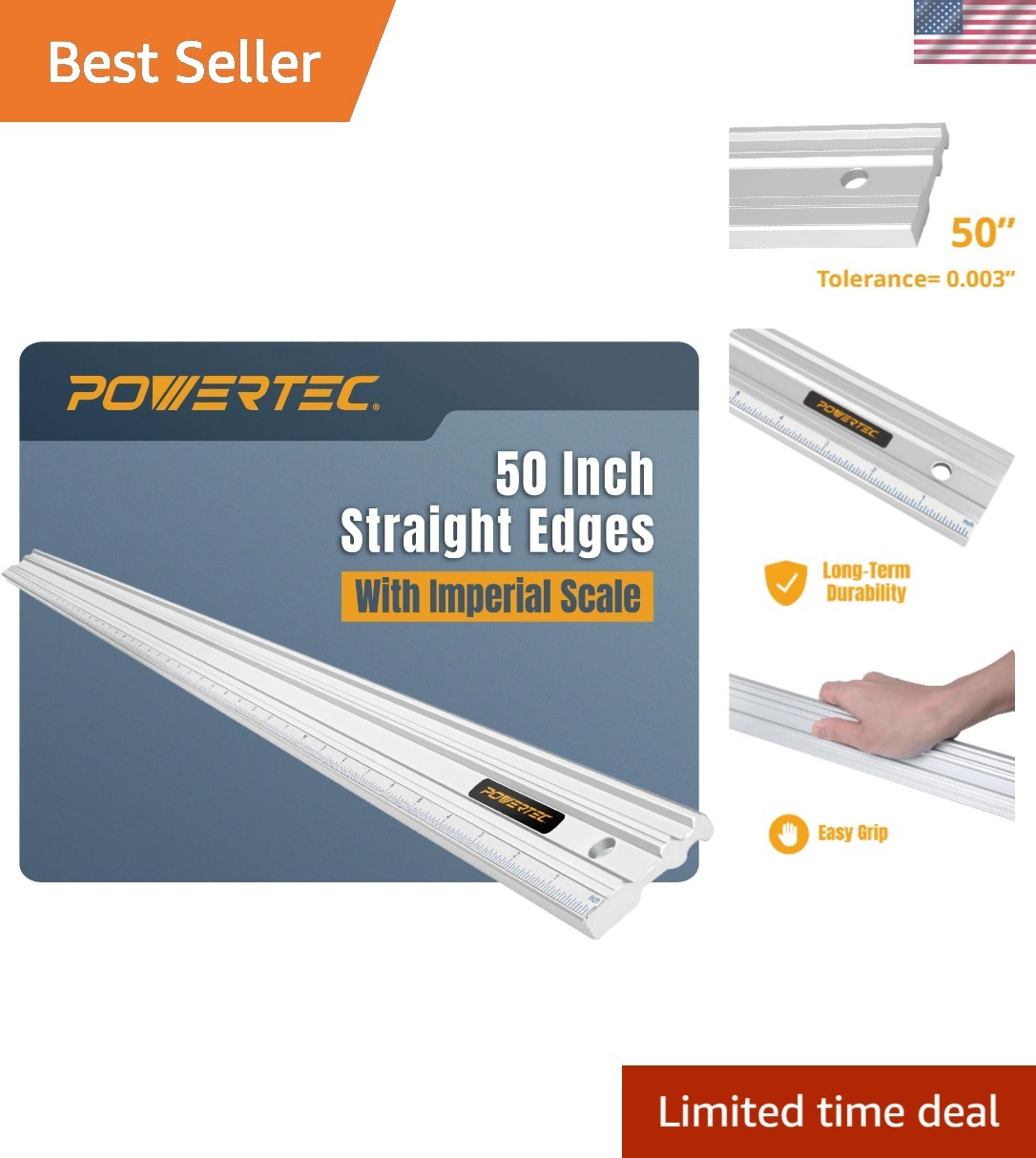 50 Inch Machinist Aluminum Straight Edges, with .003'' Tolerance for Checking...