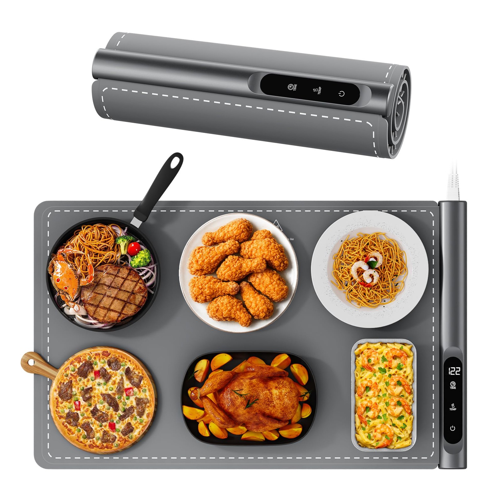 Food Warming Mat, Electric Warming Tray-Upgraded Graphene Full Surface Heating,