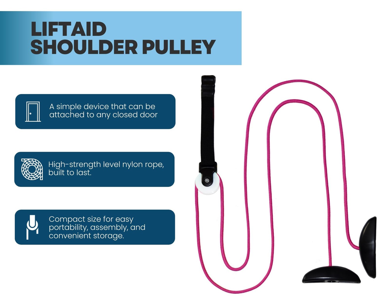 LiftAid Shoulder Pulley for Physical Therapy with Exercise Guide - Improves S...