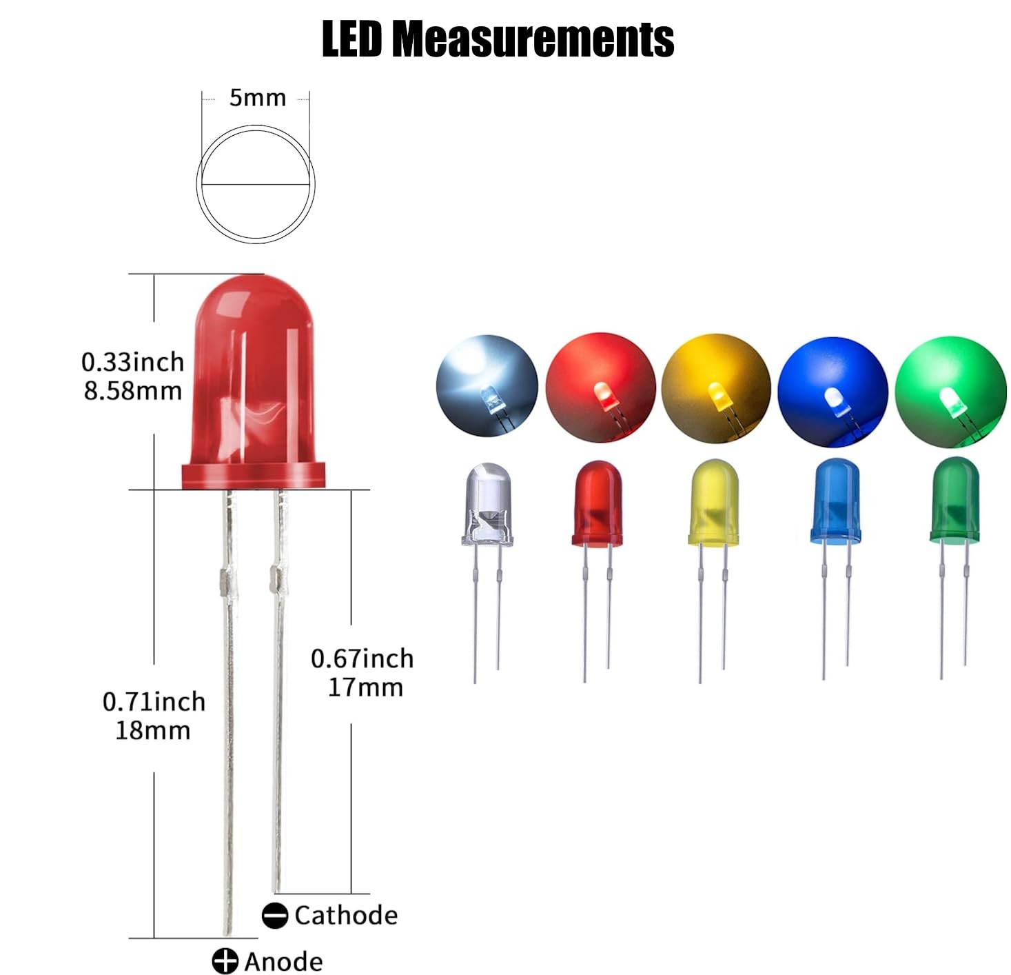 120 Pcs Assorted 5mm LED Light Diodes Kit
