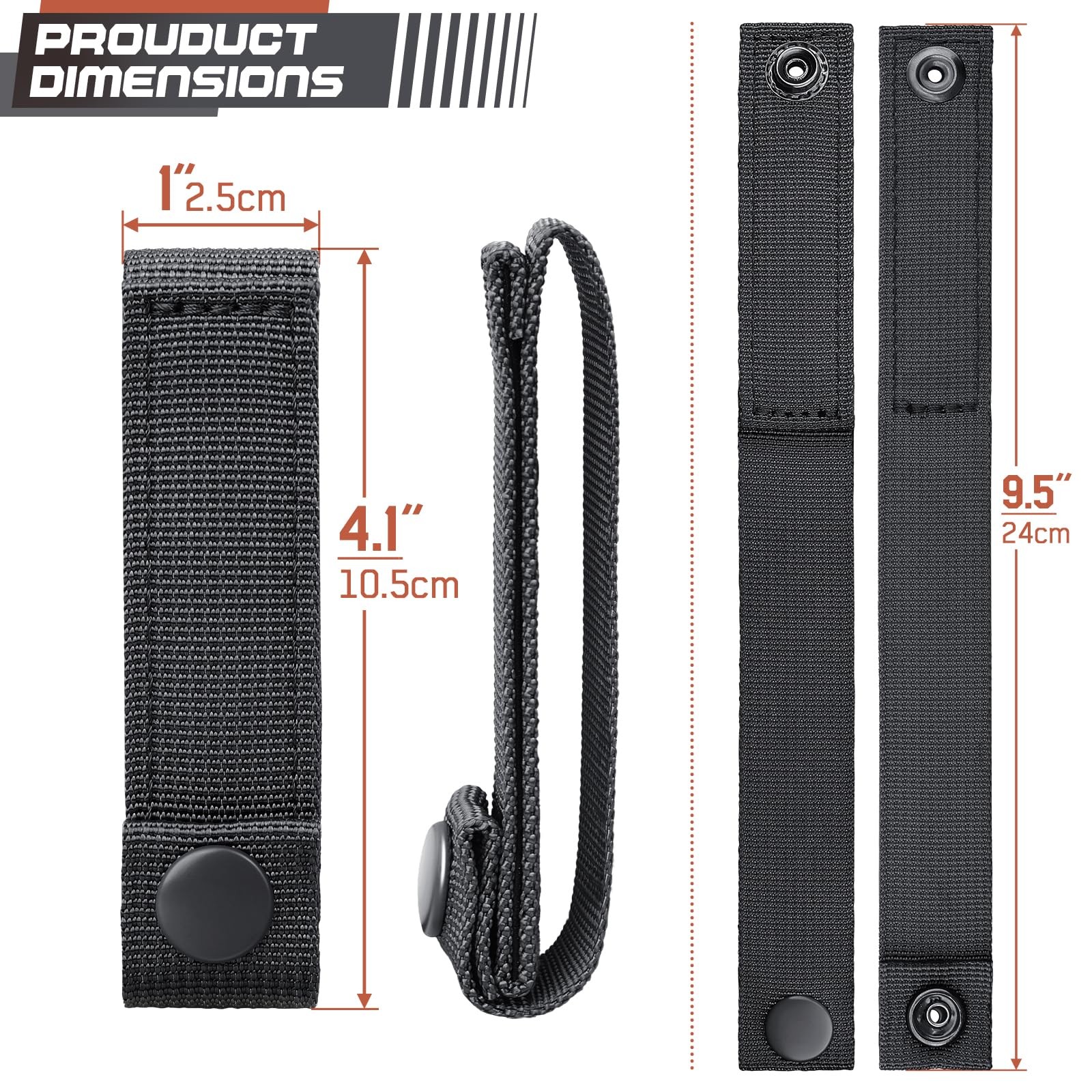 WYNEX Molle Straps 4 inch, Panel Attachment 4", Black