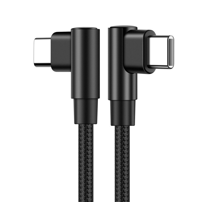 2 Pack 90 Degree Angle USB-C to USB-C Charger Cable Fast Charging Type Sync Cord