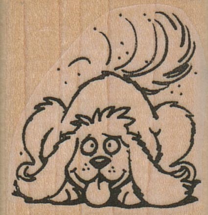 Tail Wagging Dog 1 1/2 x 1 1/2" Mounted Rubber Stamp, Dog Stamp, Doggy Stamp