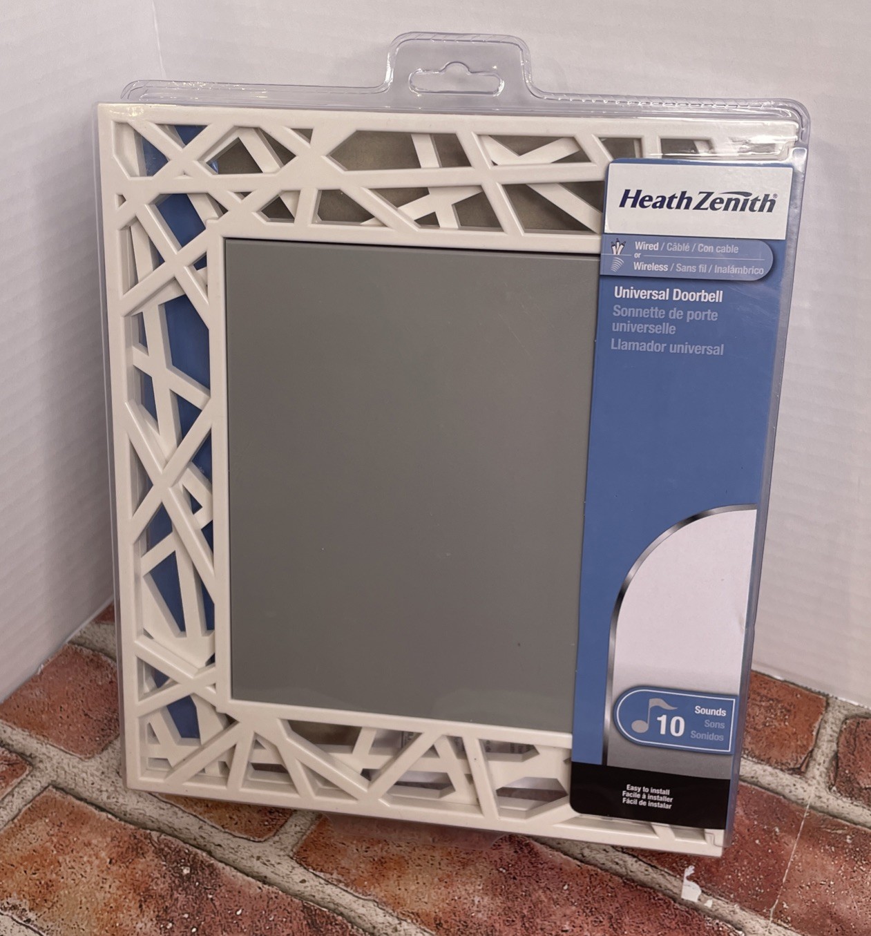 New Heath Zenith White/Gray Wired or Wireless Universal Doorbell With 10 Sounds