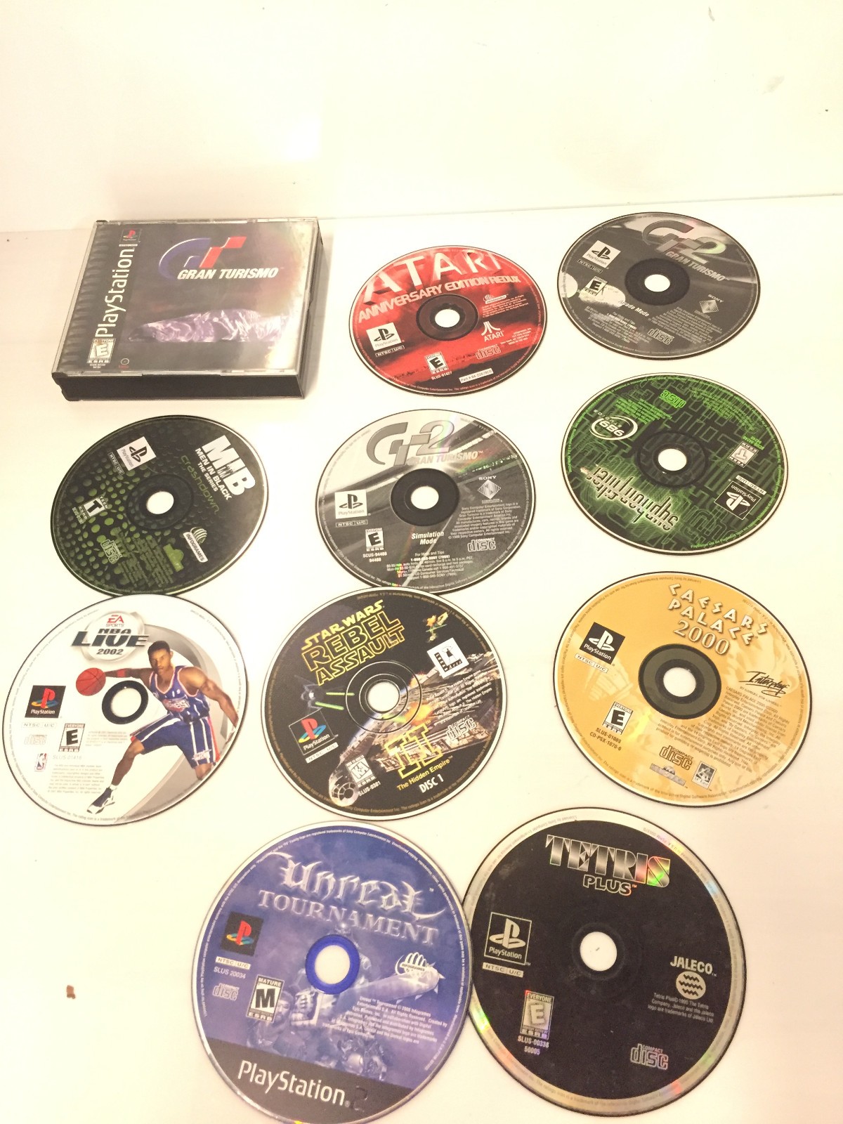 Sony PlayStation 1 PS1 Console SCPH-7501 Blue DualShock Controller 11 Games Read