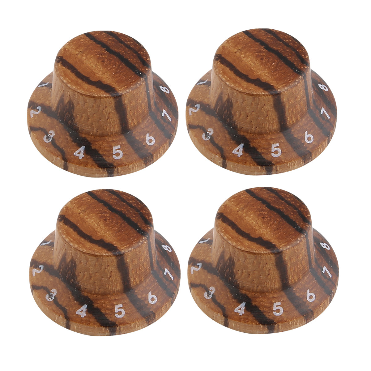 4pcs Zebra Wooden Knobs ST LP Style Bell Knobs Guitar Bass Top Hat Knob 1-10