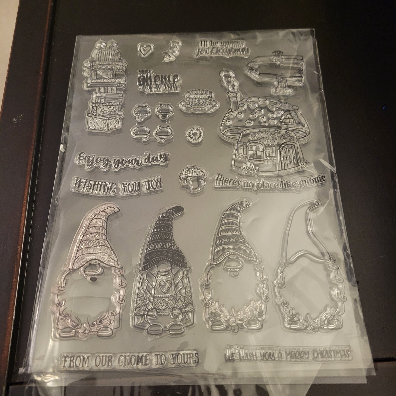 Gnome Stamps (23) and Dies (3) Clear, Unmounted NEW some Christmas stamps