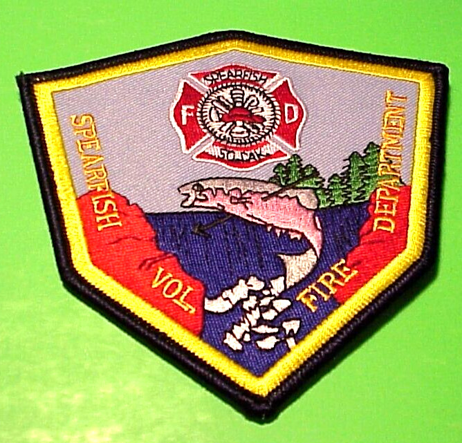 SPEARFISH  SOUTH DAKOTA  ( FISH WITH A SPEAR  IN IT )  4 1/2"  FIRE DEPT  PATCH