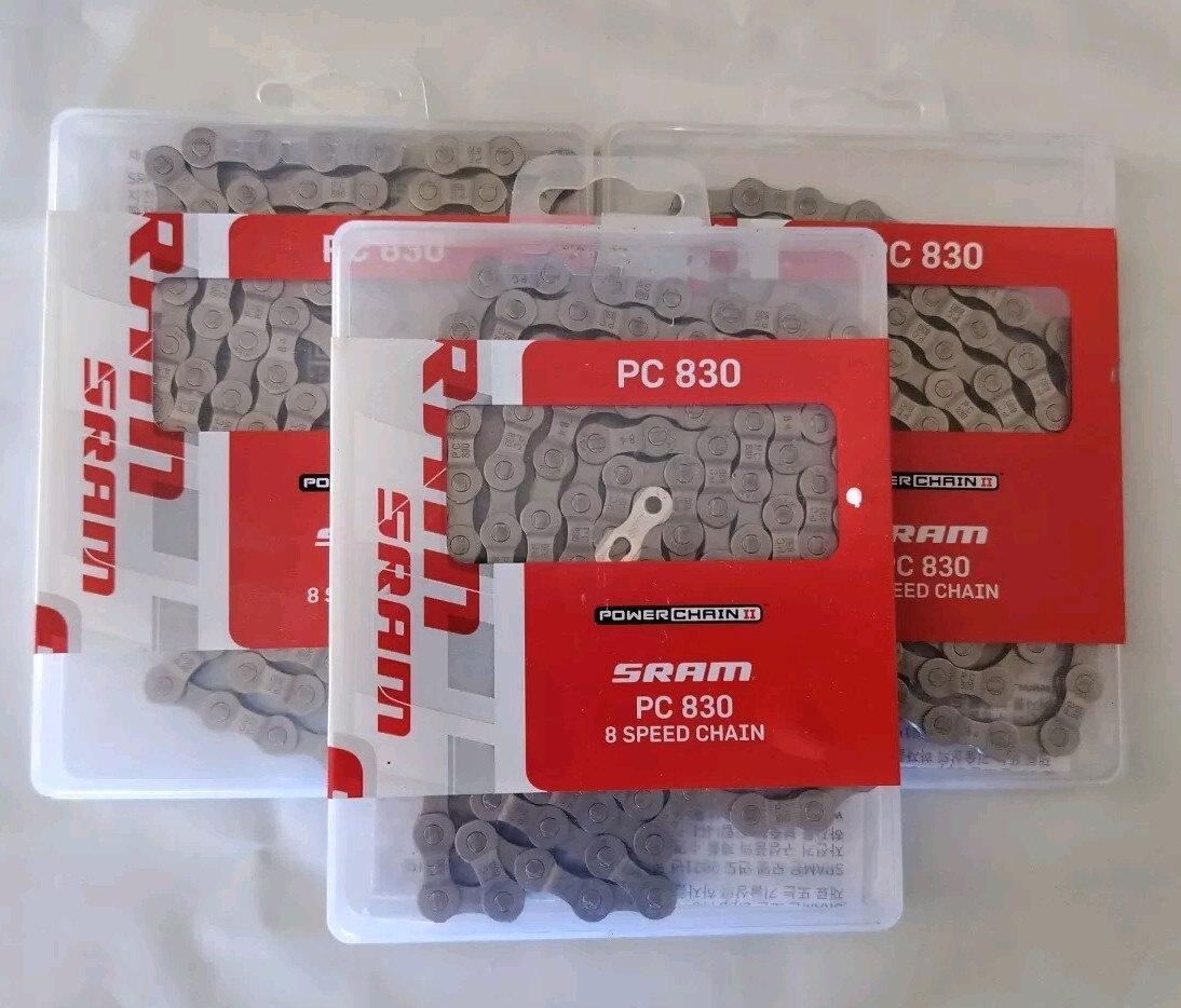 New. Lot Of 3! SRAM PC-830 8 Speed Bicycle Chain part #46.2758.114.005