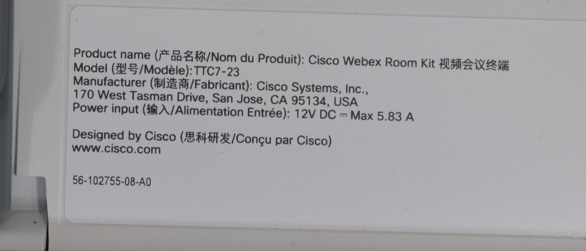 Cisco WebEx Room Kit Video Conferencing Kit Bundle TTC7-23 TTC5-15