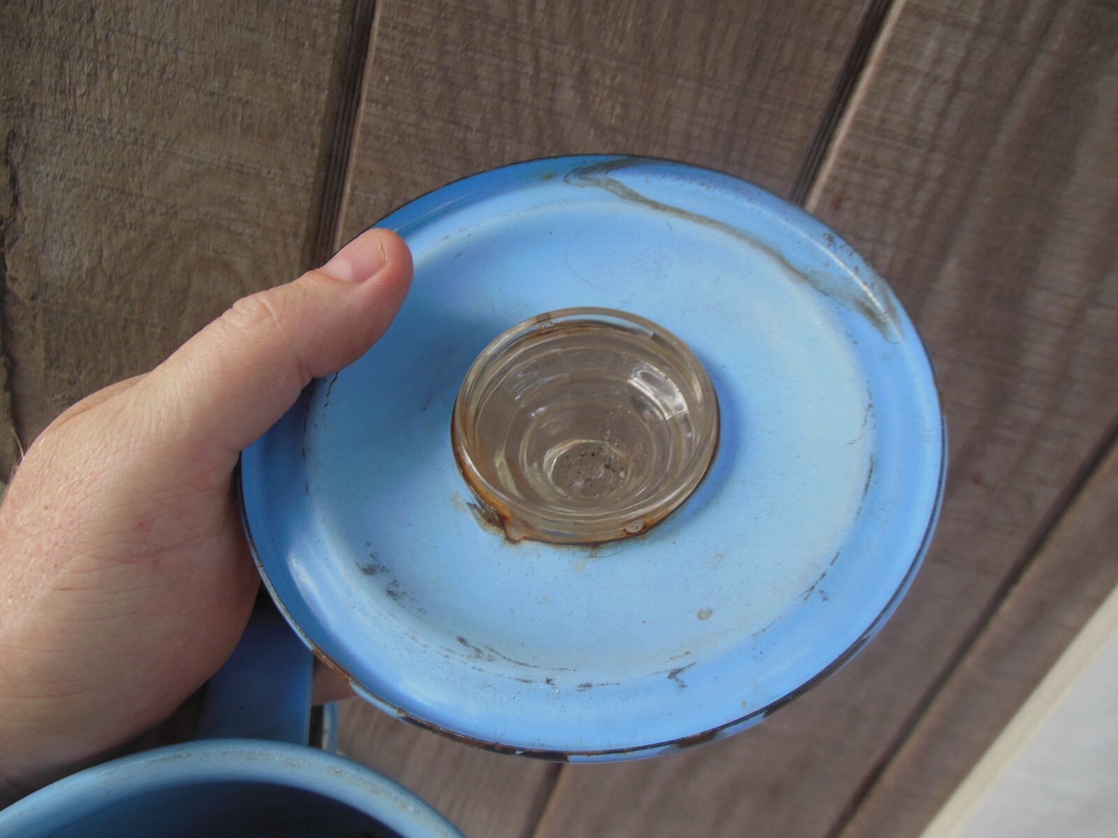 Vintage Percolator Light Blue Graniteware Metal Coffee Maker