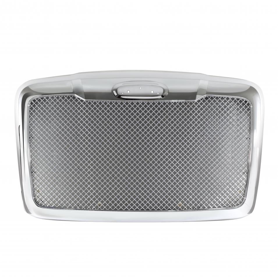 Freightliner Cascadia Chrome Mesh Grille with Bug Screen with Logo Mount