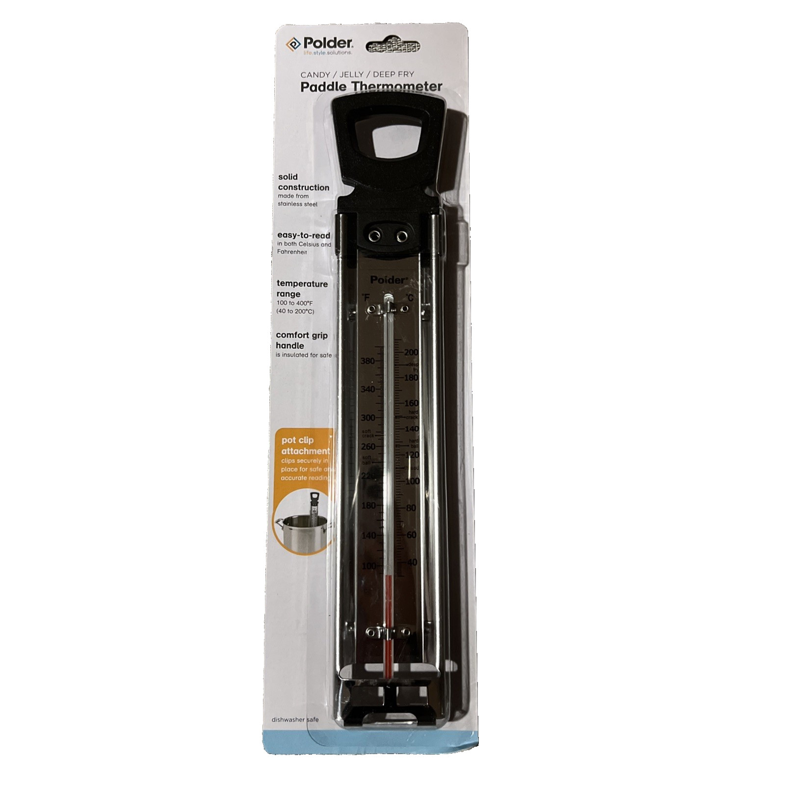 Polder Candy Thermometer Stainless Steel Cooking Thermometer w Pot Clip Kitchen!