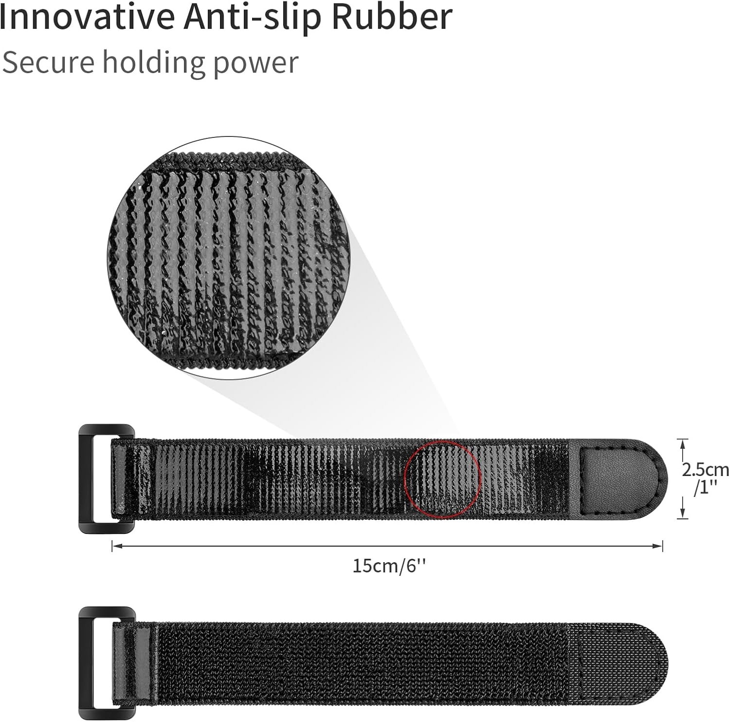 Versatile 10 Pack 6'' x 1'' Elastic Hook and Loop Straps with Anti-Slip Design