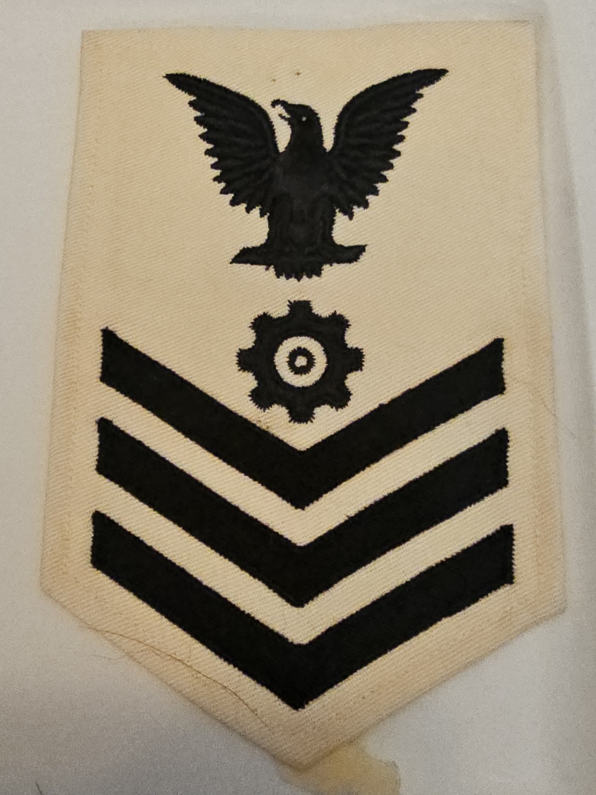 WWII USN Navy Engineers Mate 1st Class White Chevron Rate Patch L@@K!!!