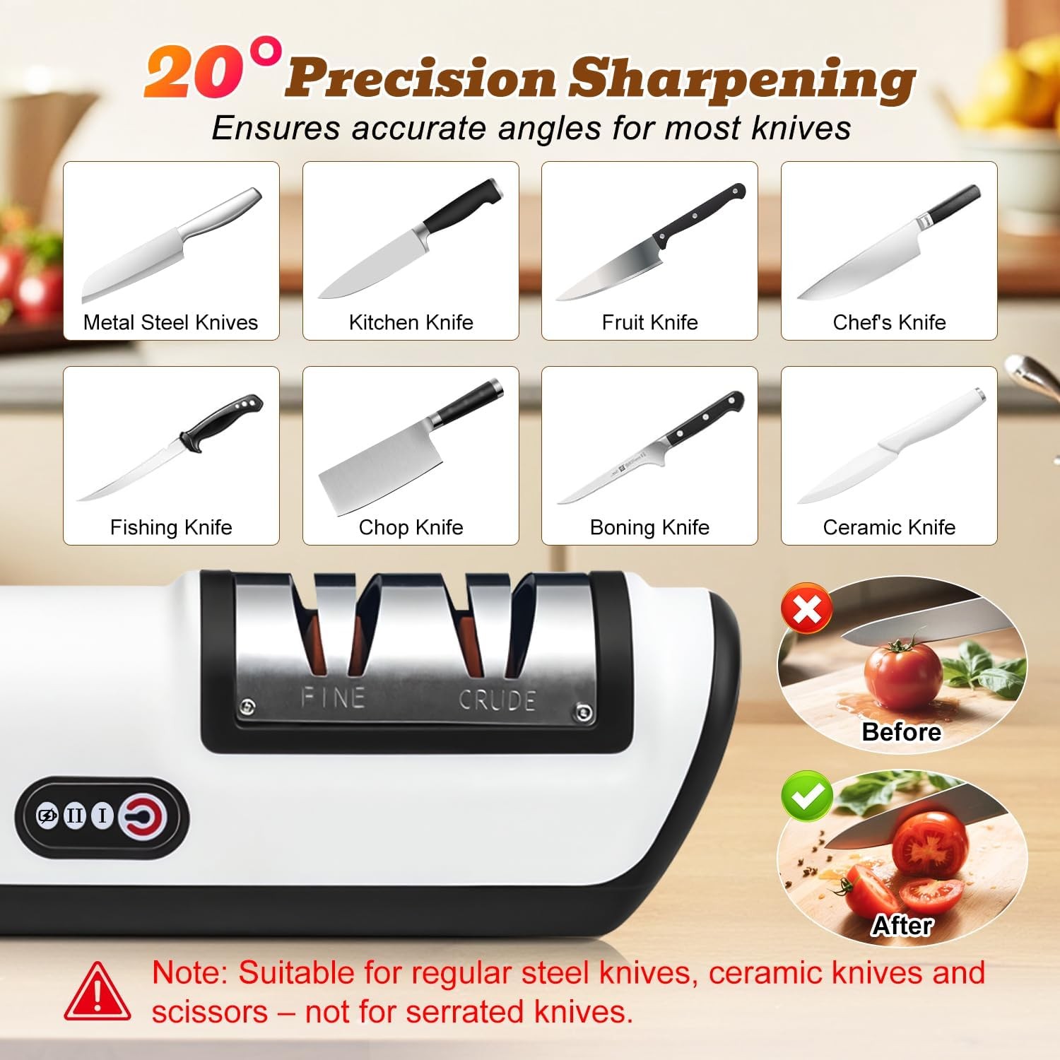 Rechargeable Electric Knife Sharpener, Compact Cordless Knife Sharpener
