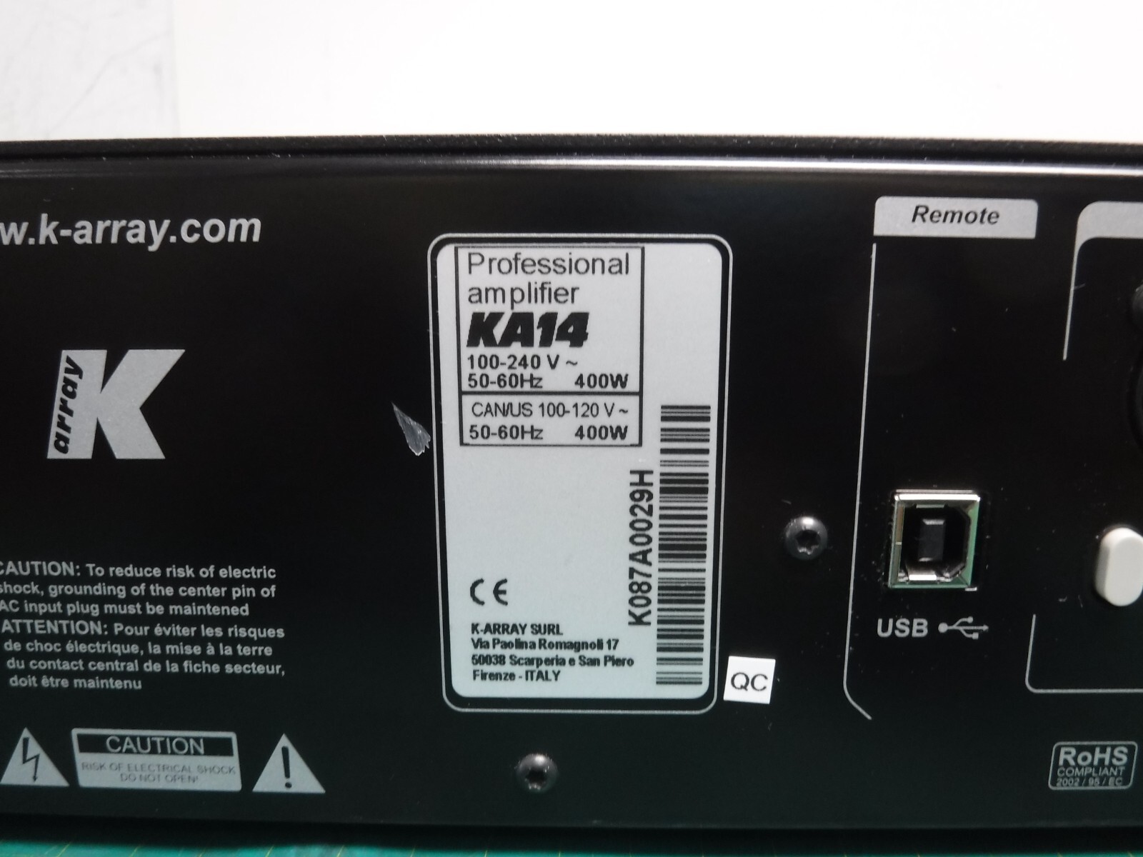 K-ARRAY KA14 2 CHANNEL Power Amplifier (Fully Functional)