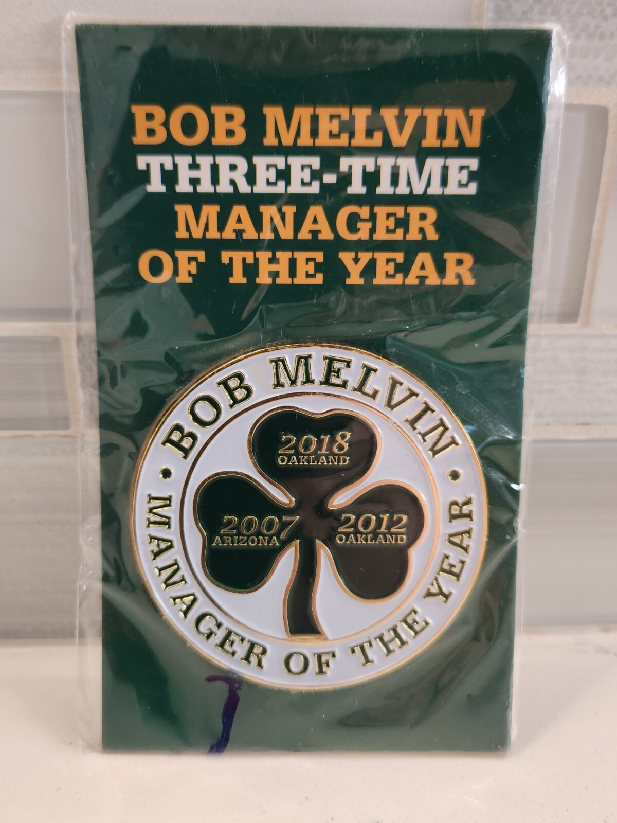 Oakland A's Athletics Bob Melvin Manager Of The Year 2.5" Lapel Pin 2019 SGA